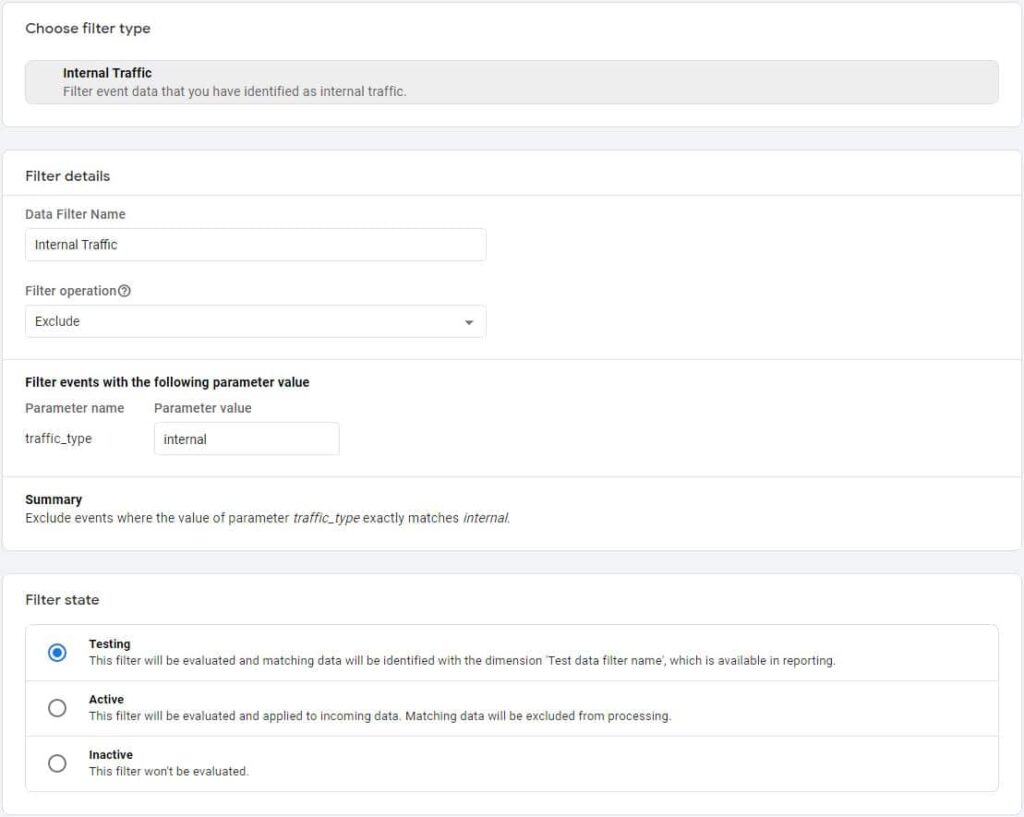 Internal traffic testing